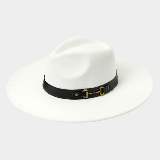 HATEGORY Buckle Accented Band Solid Panama Hat