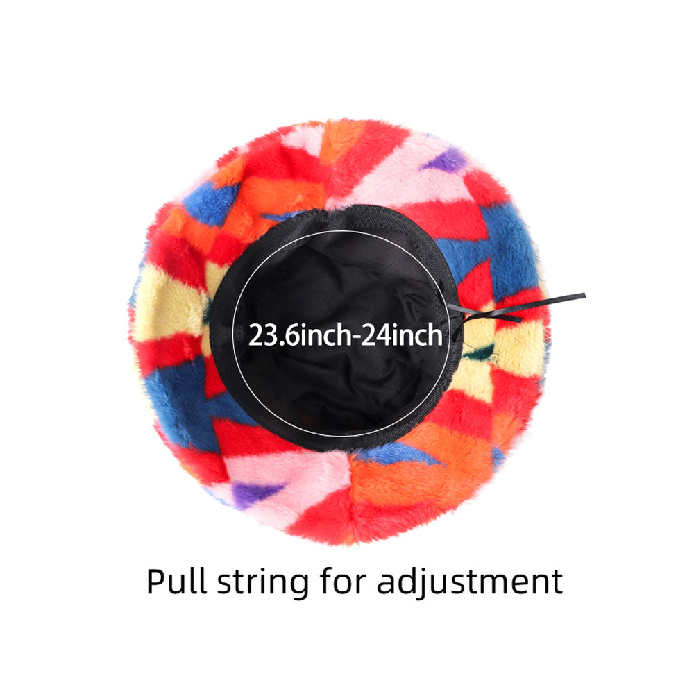 HATEGORY Abstract Patterned Faux Fur Bucket Hat