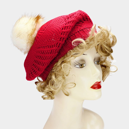 HATEGORY Slouchy beanie hat with pom pom