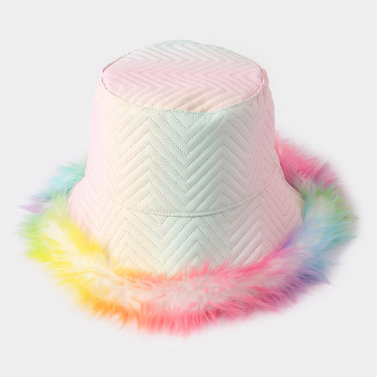 HATEGORY Faux Fur Trimmed Bucket Hat