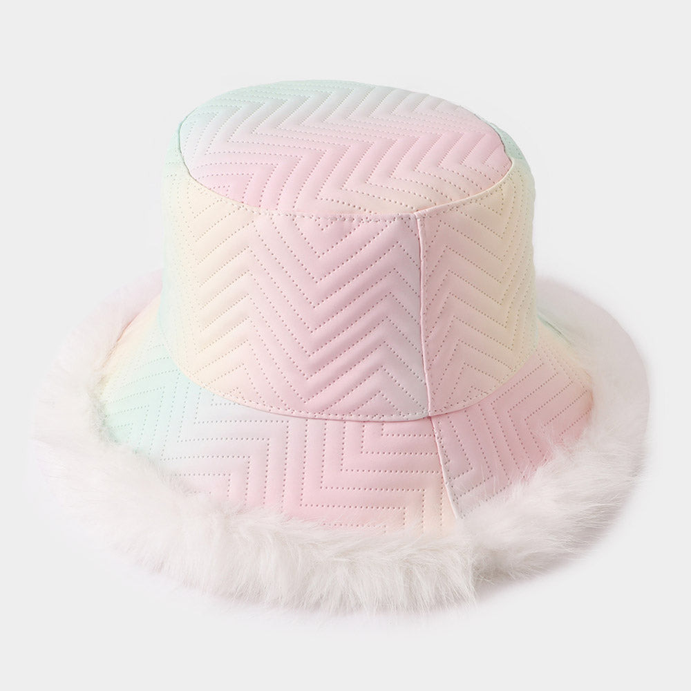 HATEGORY Faux Fur Trimmed Bucket Hat