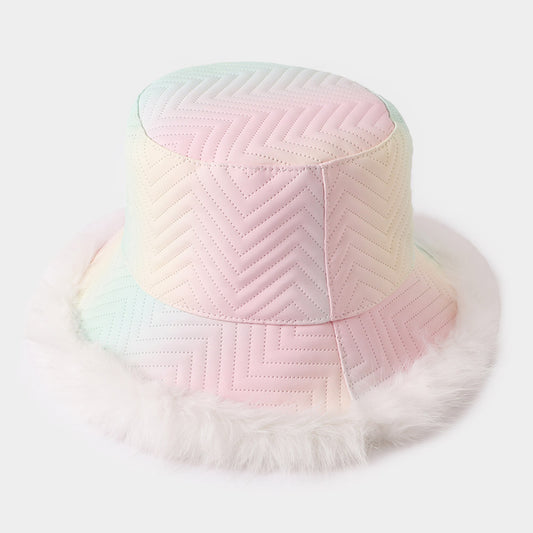 HATEGORY Faux Fur Trimmed Bucket Hat