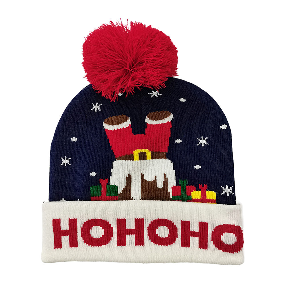 HATEGORY HoHoHo Message Santa Claus Pom Pom Beanie Hat
