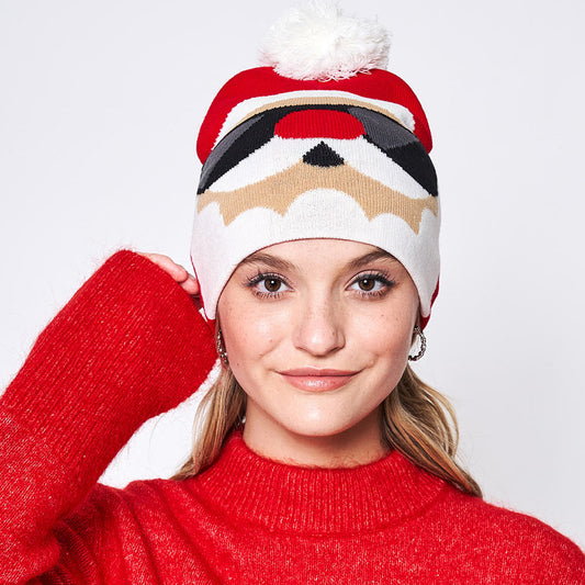 HATEGORY Sunglasses Santa Claus Pom Pom Beanie Hat
