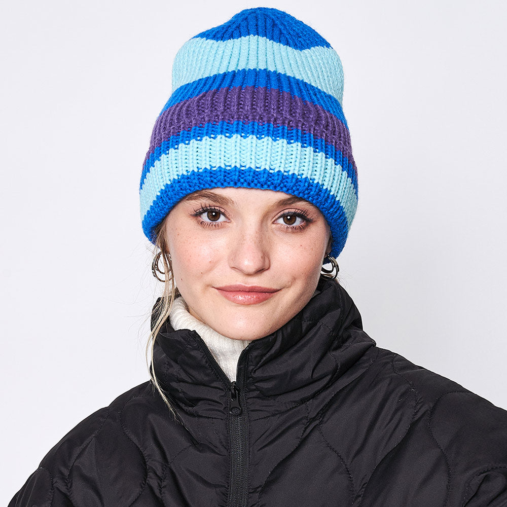 HATEGORY Striped Cuff Beanie Hat