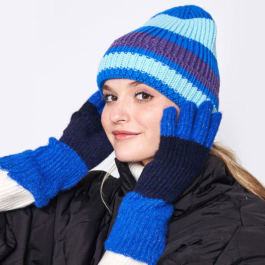 HATEGORY Striped Cuff Beanie Hat