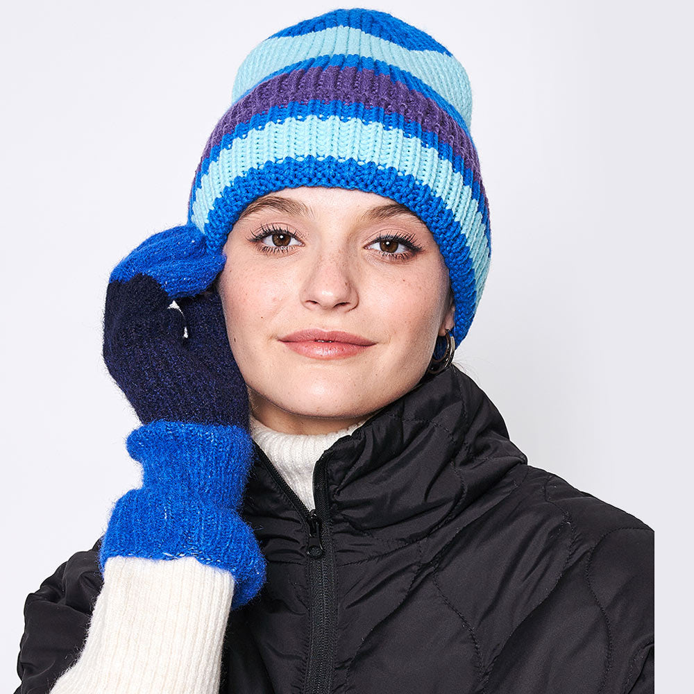 HATEGORY Striped Cuff Beanie Hat