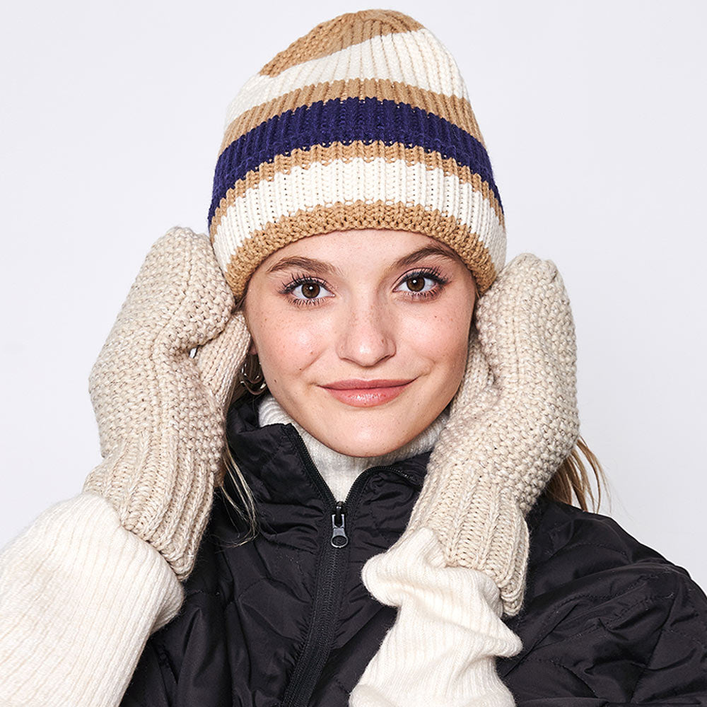 HATEGORY Striped Cuff Beanie Hat