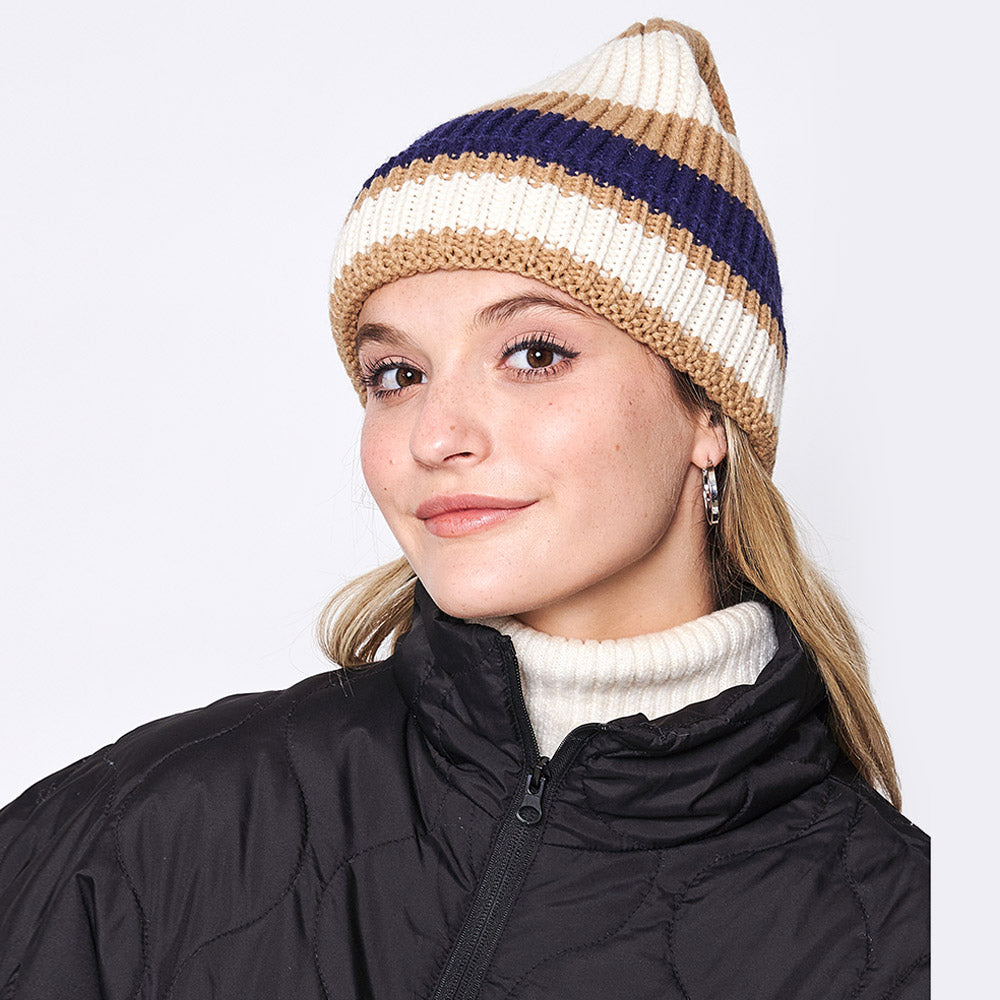 HATEGORY Striped Cuff Beanie Hat