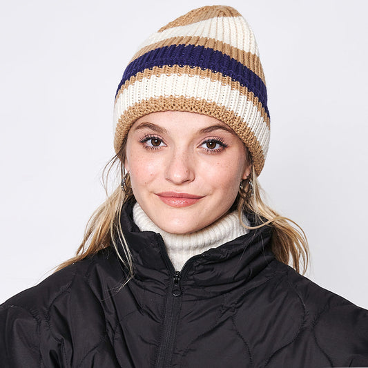 HATEGORY Striped Cuff Beanie Hat