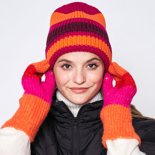 HATEGORY Striped Cuff Beanie Hat