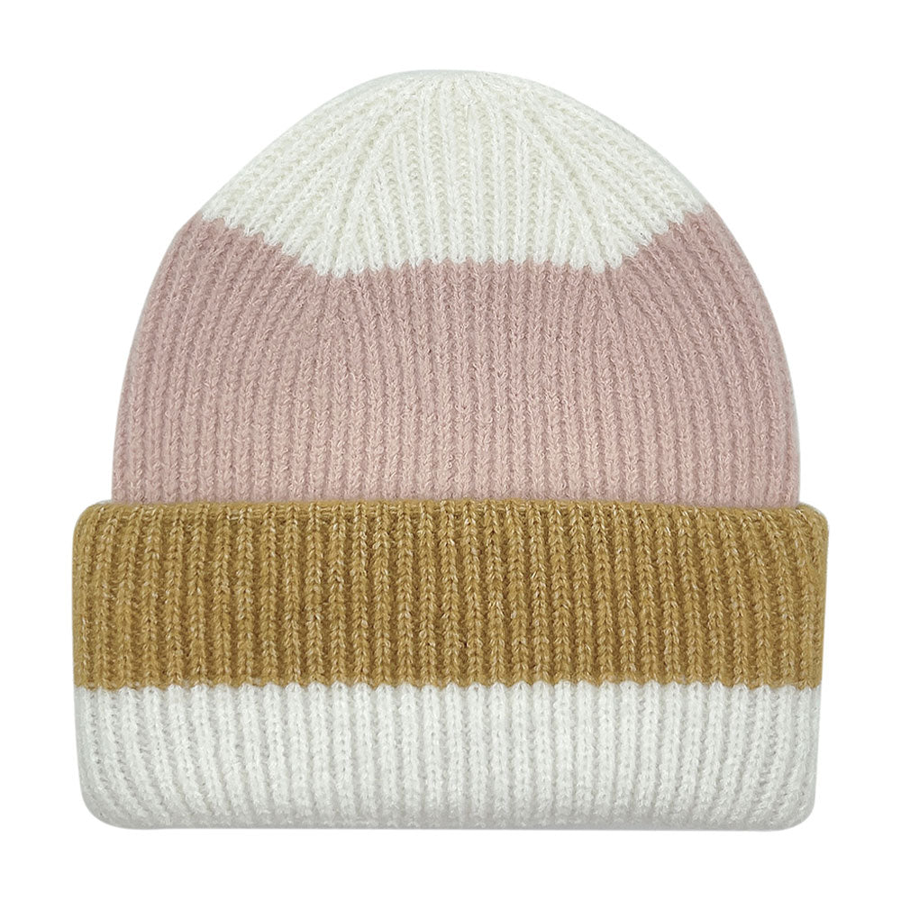 HATEGORY Striped Ribbed Beanie Hat
