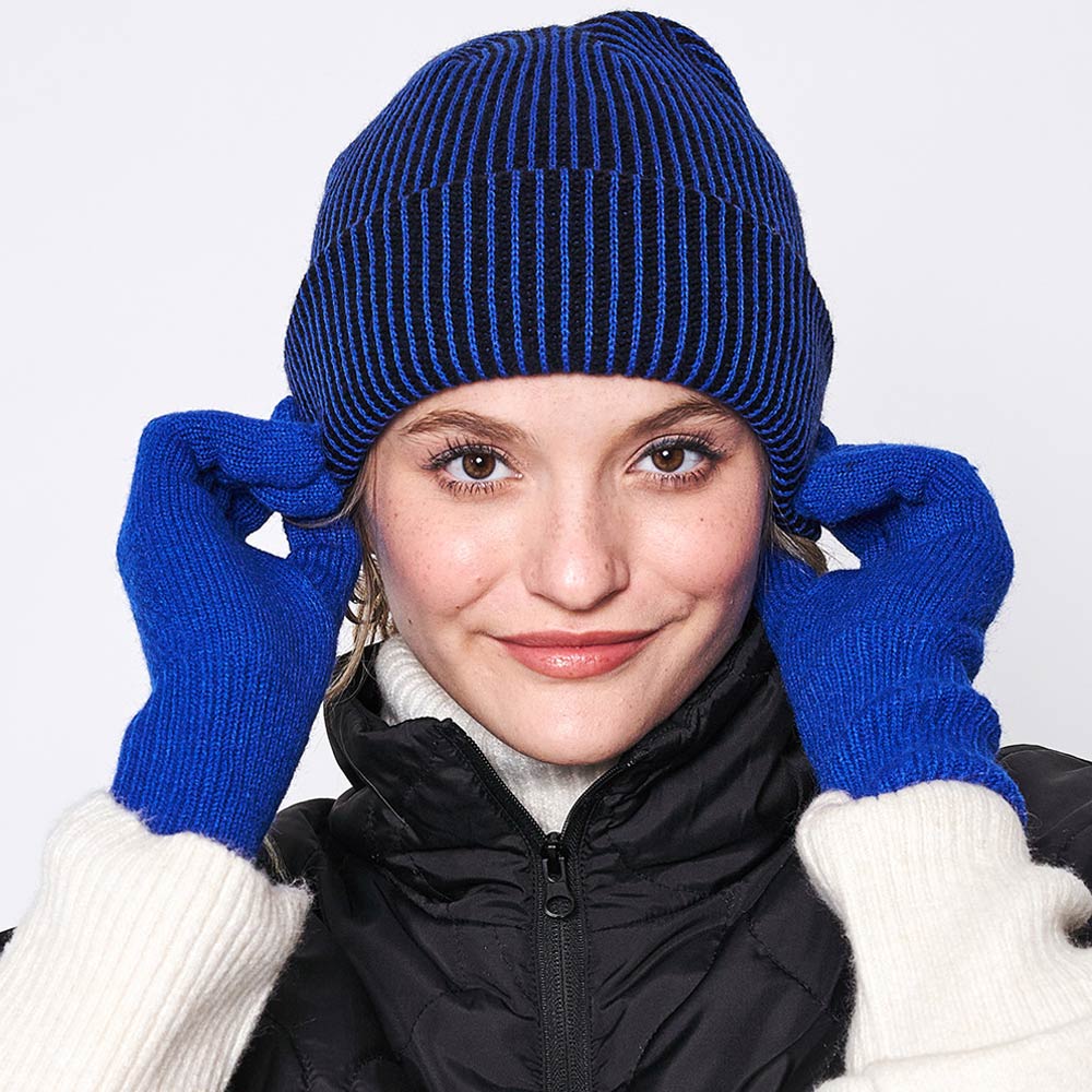 HATEGORY Woven Two Tone Beanie Hat