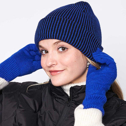 HATEGORY Woven Two Tone Beanie Hat