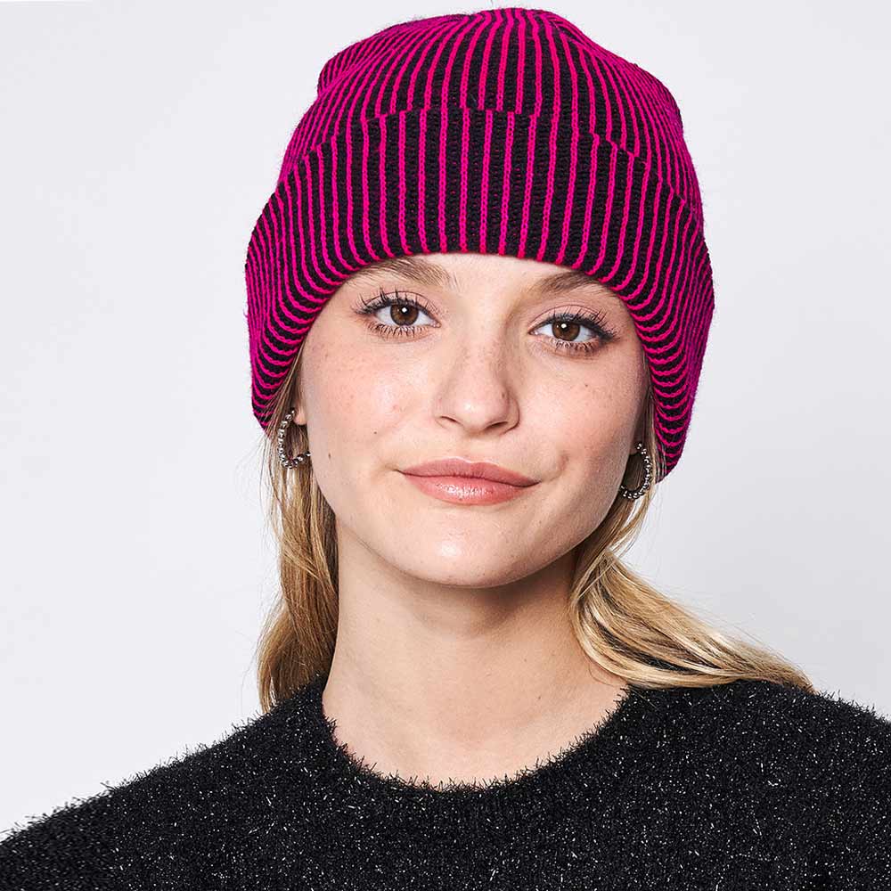 HATEGORY Woven Two Tone Beanie Hat