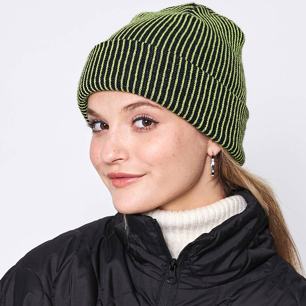 HATEGORY Woven Two Tone Beanie Hat
