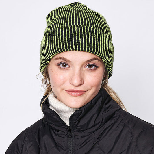 HATEGORY Woven Two Tone Beanie Hat