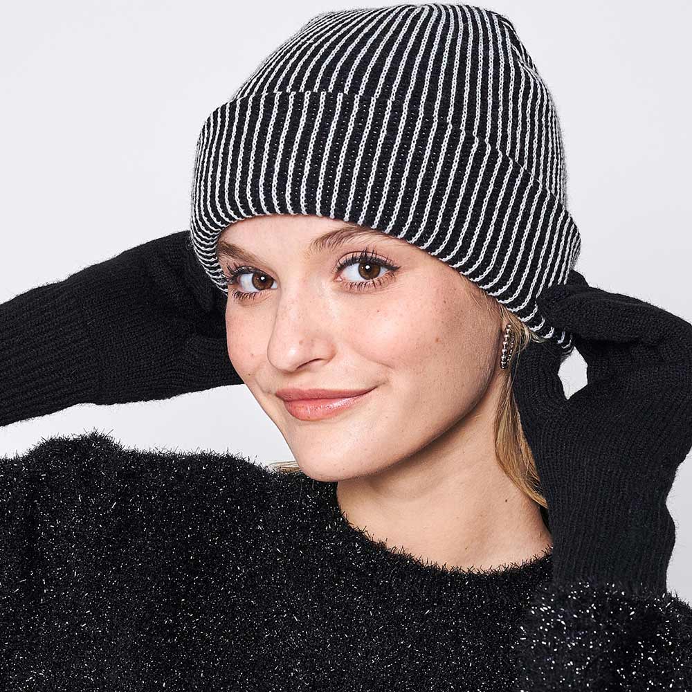 HATEGORY Woven Two Tone Beanie Hat