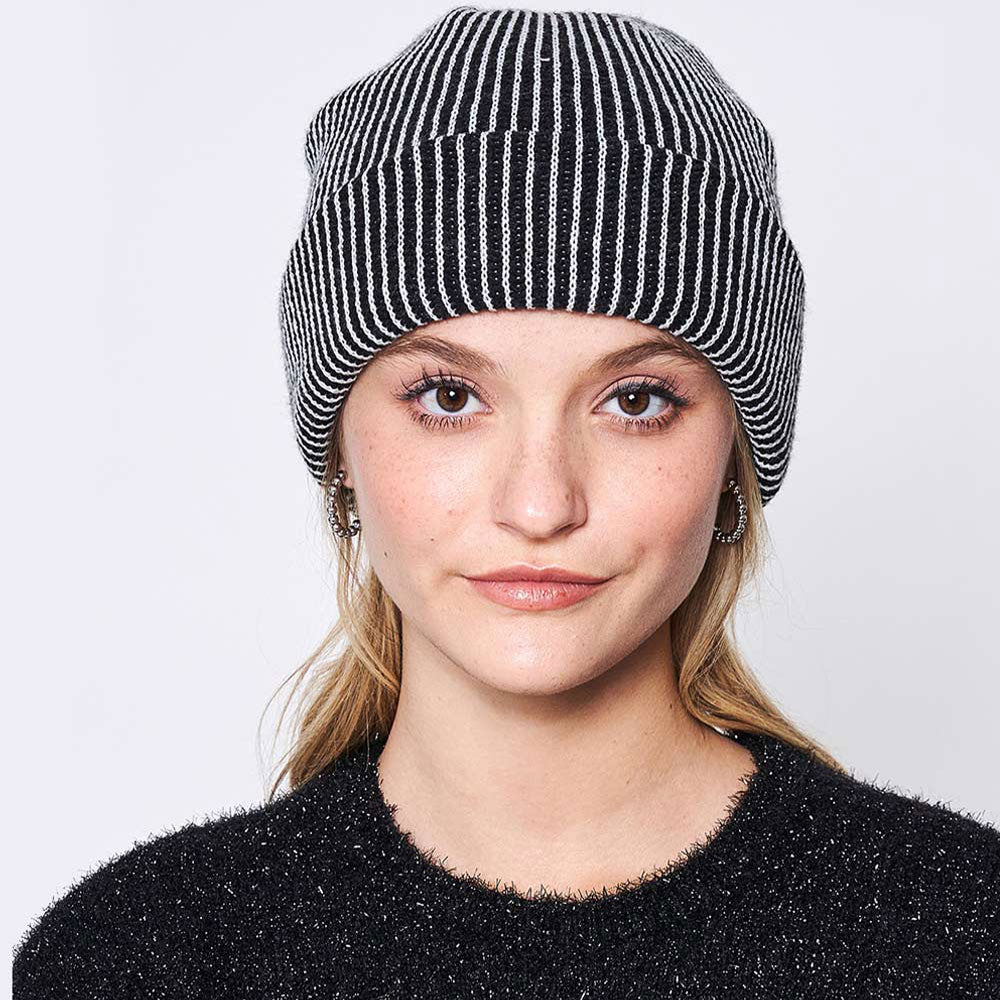 HATEGORY Woven Two Tone Beanie Hat