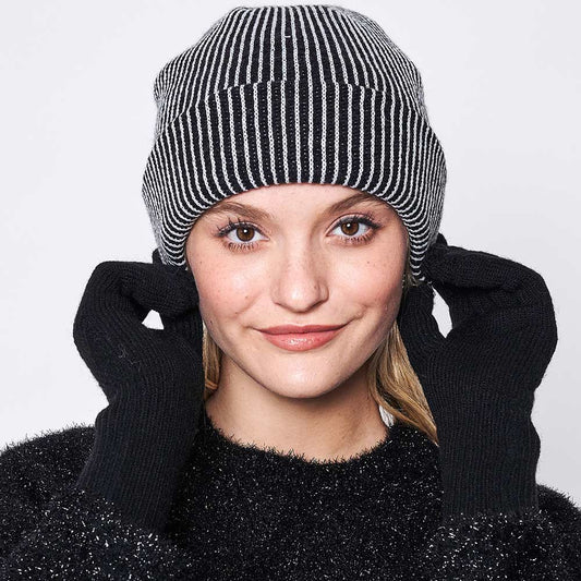 HATEGORY Woven Two Tone Beanie Hat