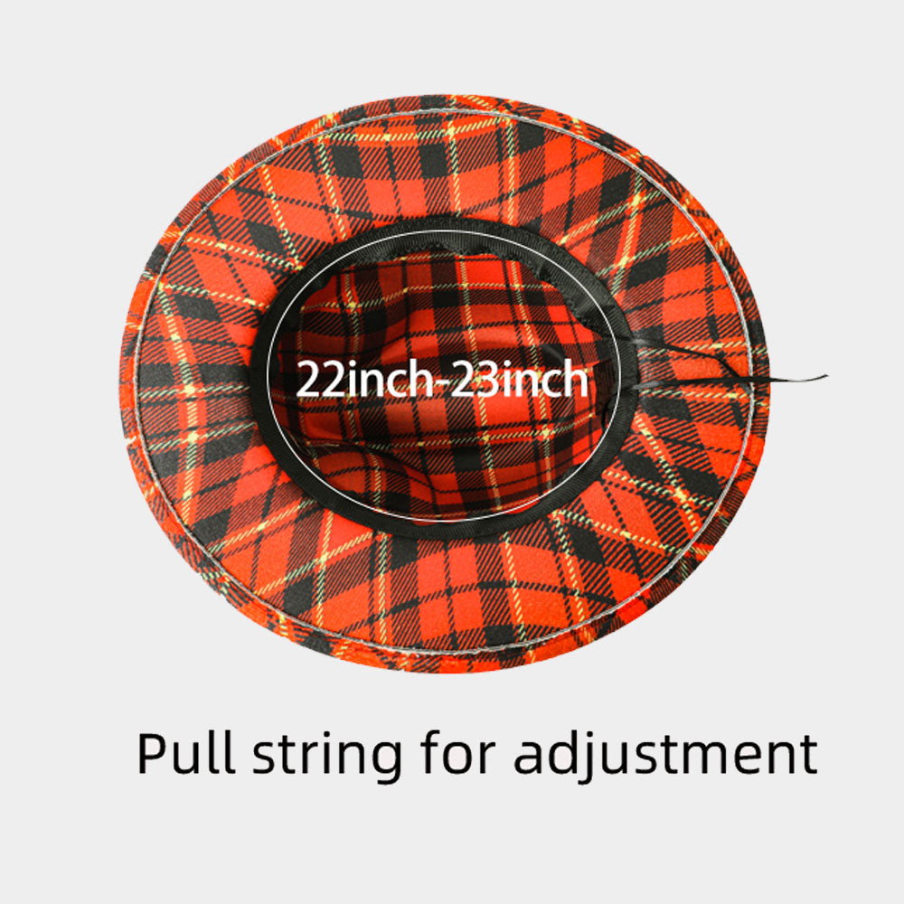 HATEGORY Belt Band Accented Plaid Check Patterned Fedora Hat
