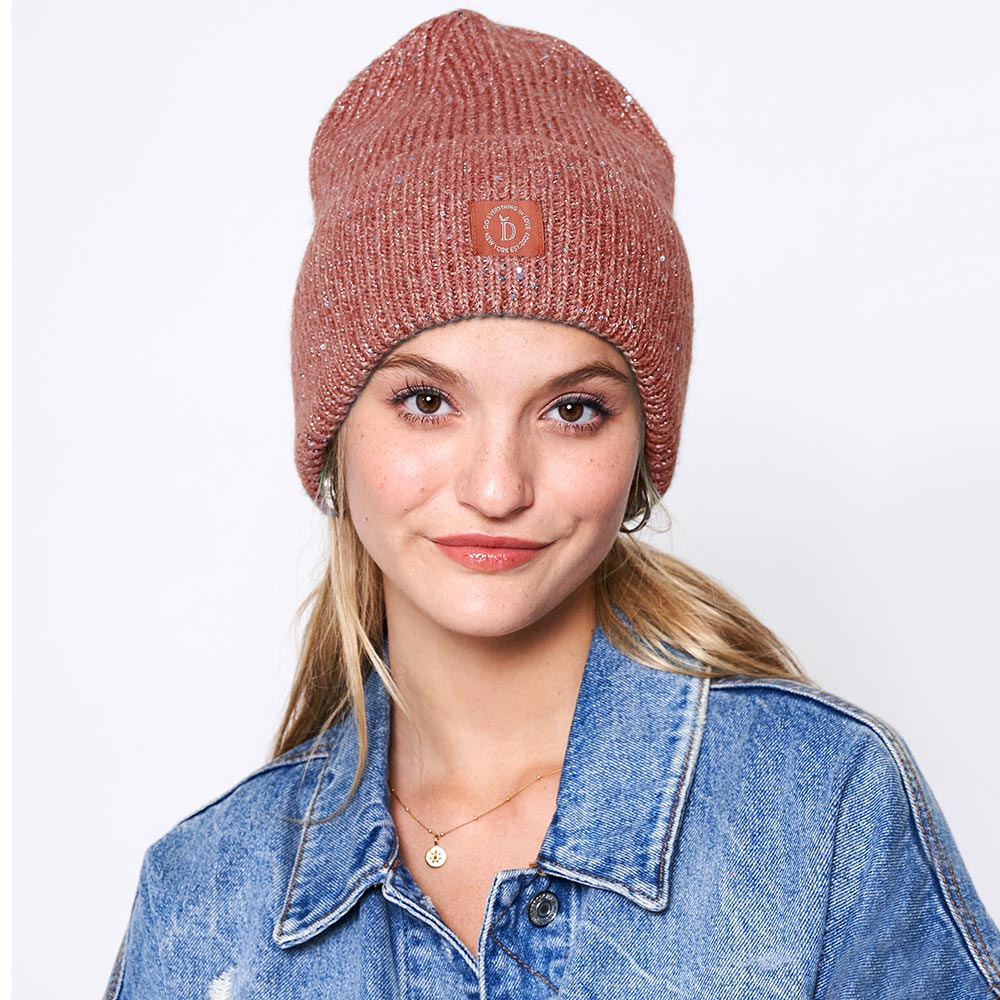 HATEGORY Sequin Embellished Lurex Cuff Beanie Hat