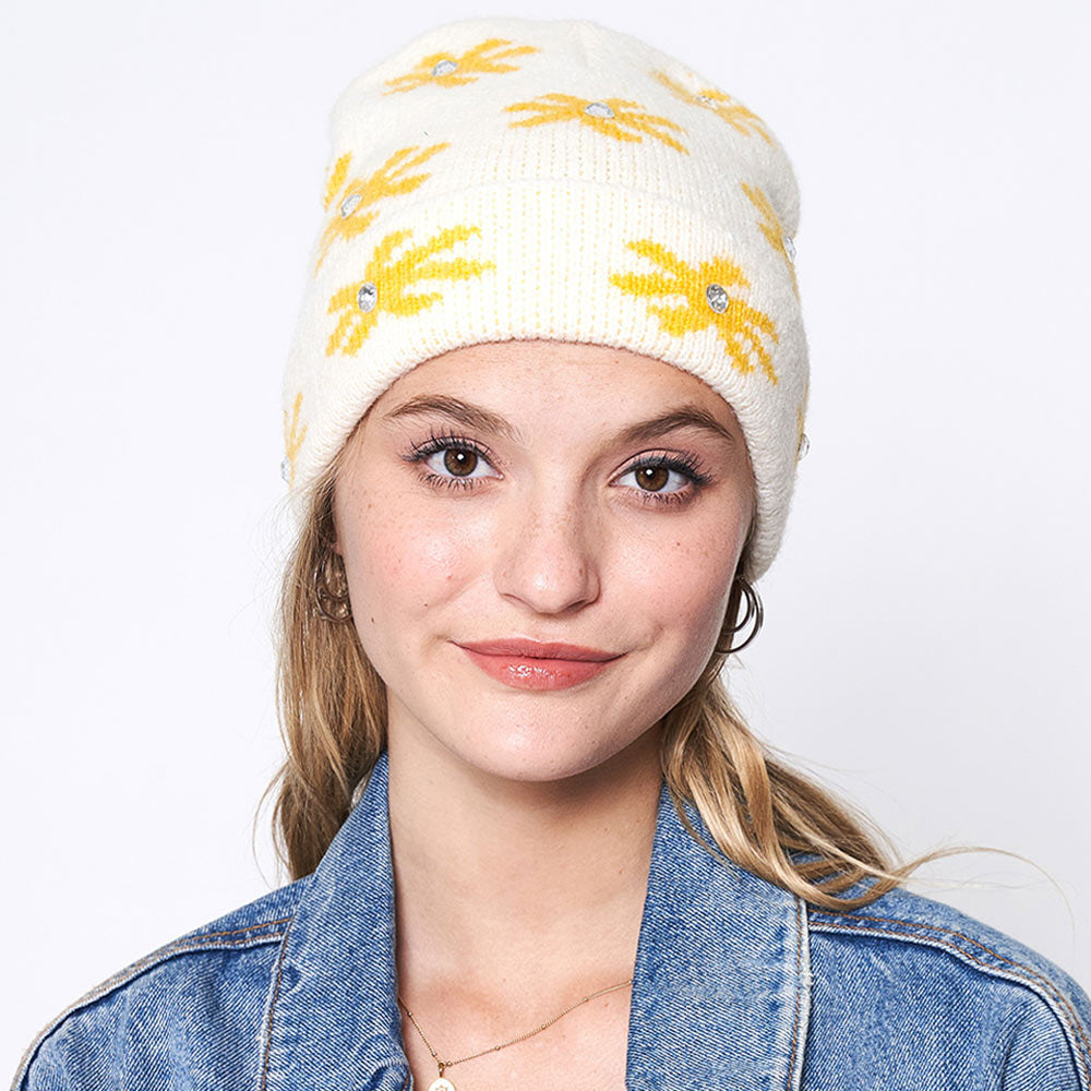 HATEGORY Gem Flower Beanie Hat