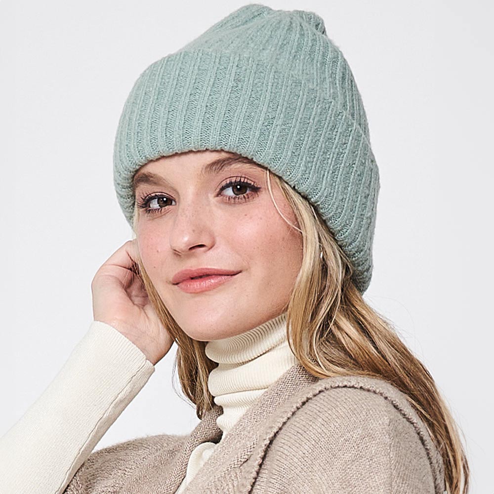 HATEGORY Solid Knitted Beanie Hat