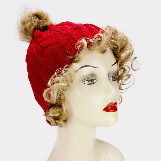 HATEGORY Knit beanie hat with pom pom