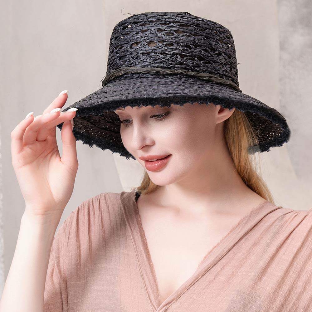HATEGORY Frayed Edge Straw Sun Hat