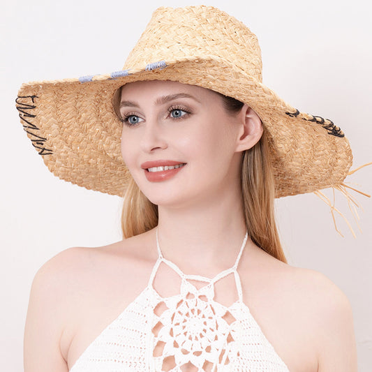 HATEGORY Raffia Pointed Straw Sun Hat