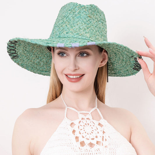 HATEGORY Raffia Pointed Straw Sun Hat