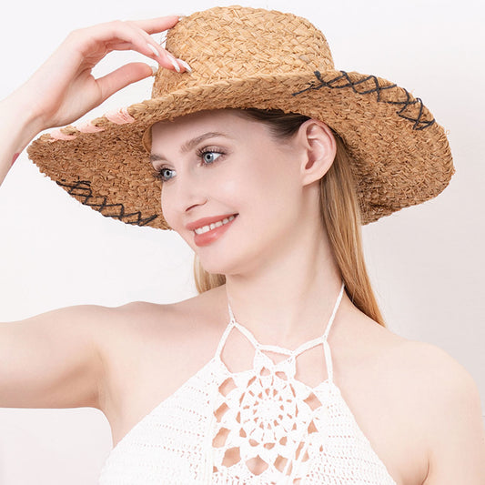 HATEGORY Raffia Pointed Straw Sun Hat