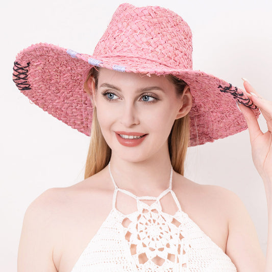 HATEGORY Raffia Pointed Straw Sun Hat
