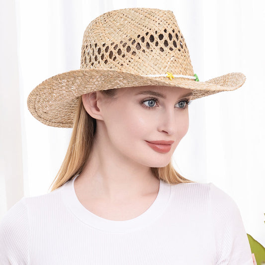 HATEGORY Cut Out Straw Panama Sun Hat