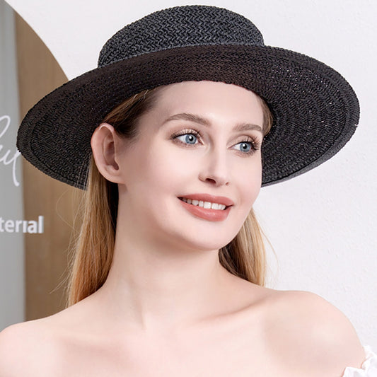 HATEGORY Black Band Straw Sun Hat