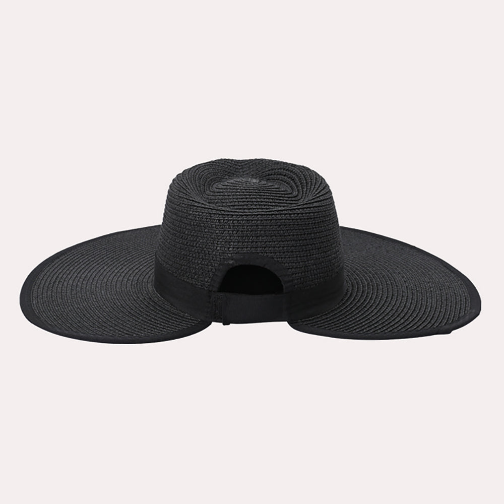 HATEGORY Black Band Trimmed Straw Sun Hat