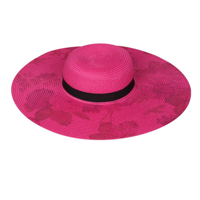 HATEGORY Flower print paper straw floppy sun hat