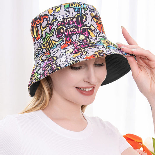 HATEGORY Colorful Letter Graffiti Message Patterned Bucket Hat