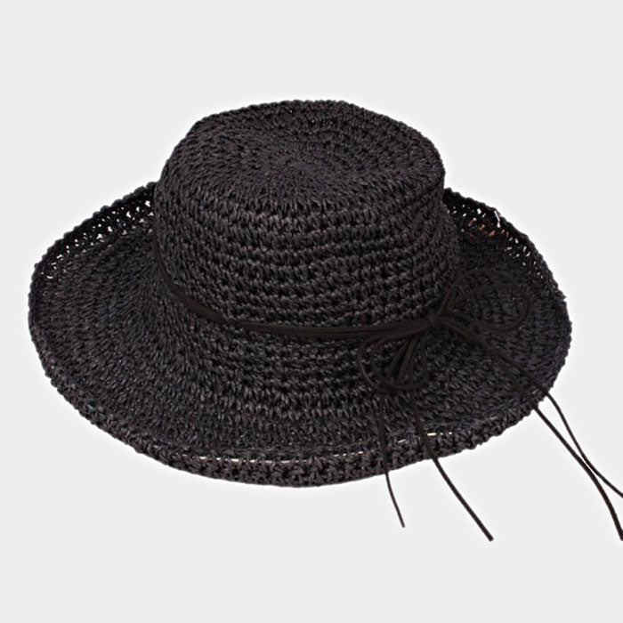 HATEGORY Flexible Sun Hat w/ Faux Suede Ribbon