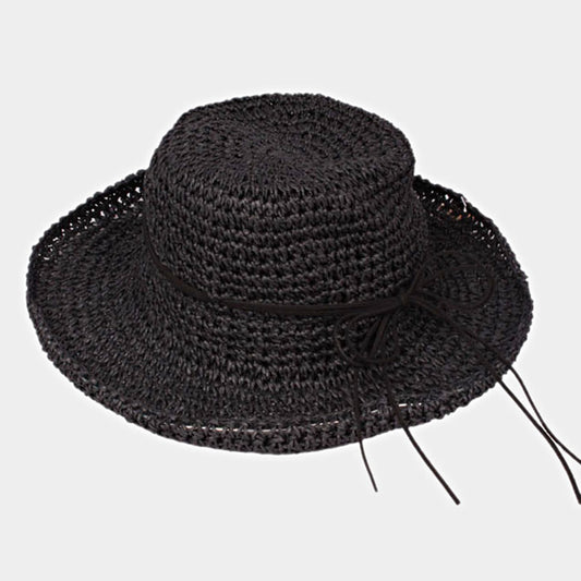 HATEGORY Flexible Sun Hat w/ Faux Suede Ribbon