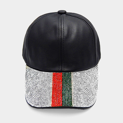HATEGORY Color Block Bling Crystal Embellished Baseball Cap