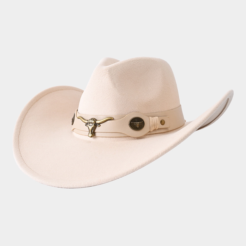 HATEGORY Steer Head Pointed Cowboy Fedora Panama Hat