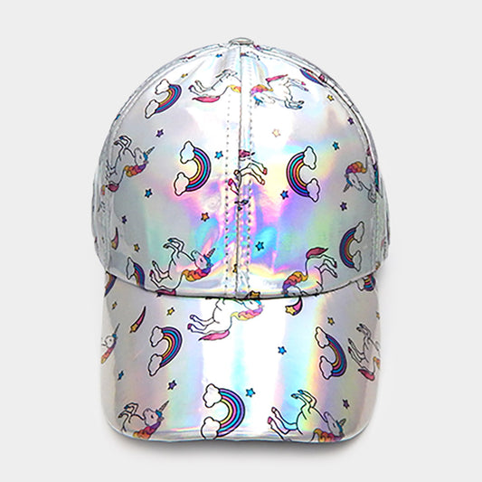 HATEGORY Unicorn Print Hologram Baseball Cap