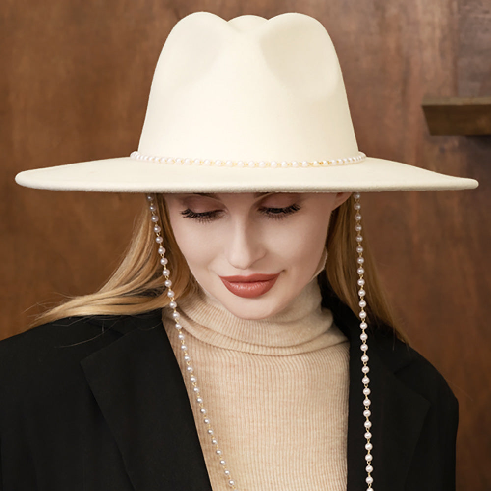 HATEGORY Pearl Solid Fedora Panama Hat