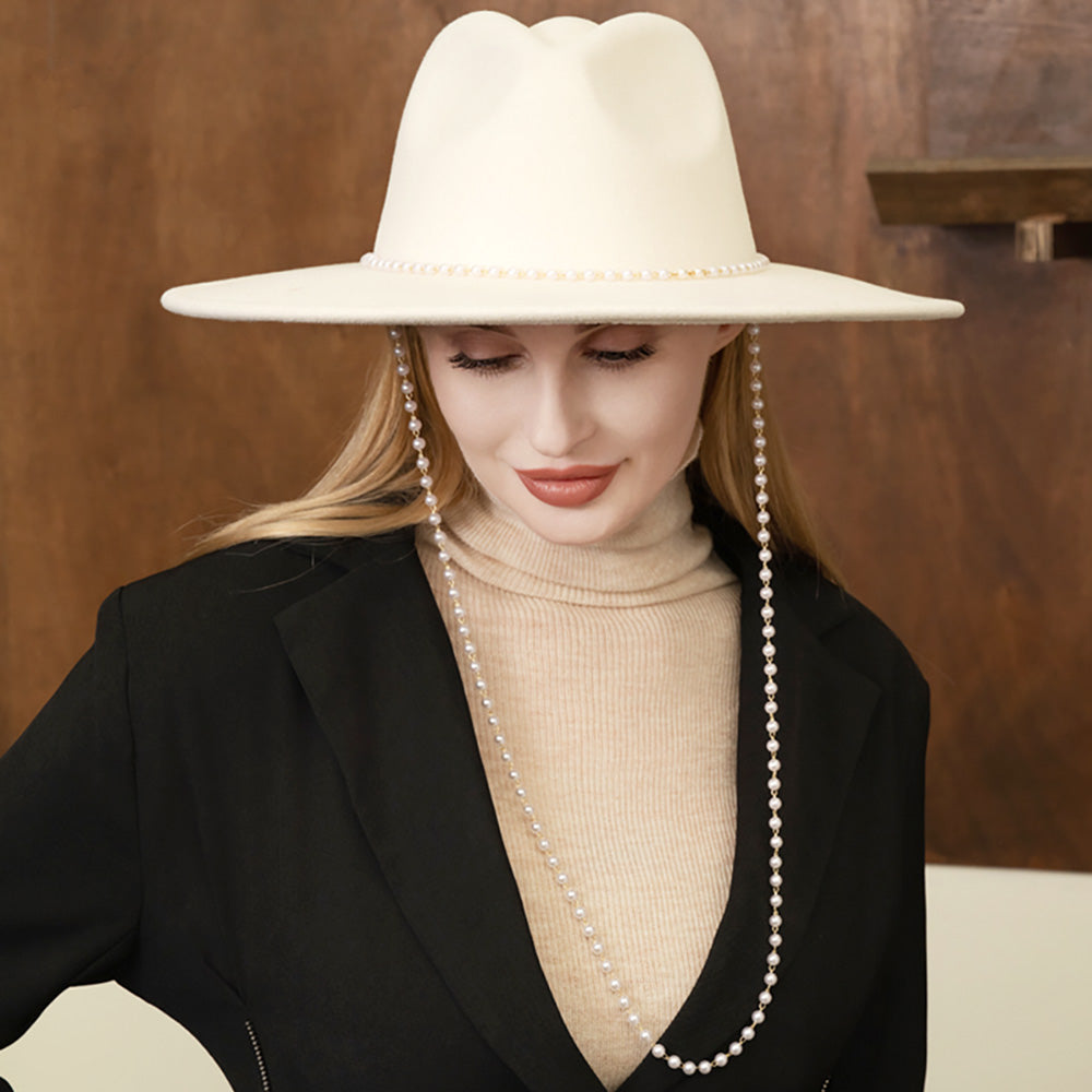 HATEGORY Pearl Solid Fedora Panama Hat
