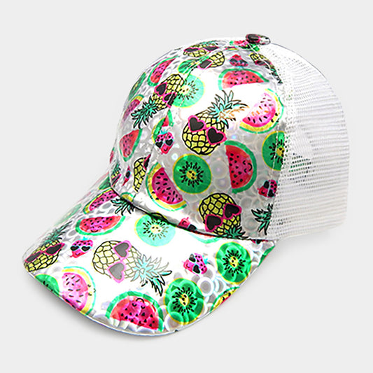 HATEGORY Pineapple Watermelon Kiwi Pattern Mesh Back Baseball Cap