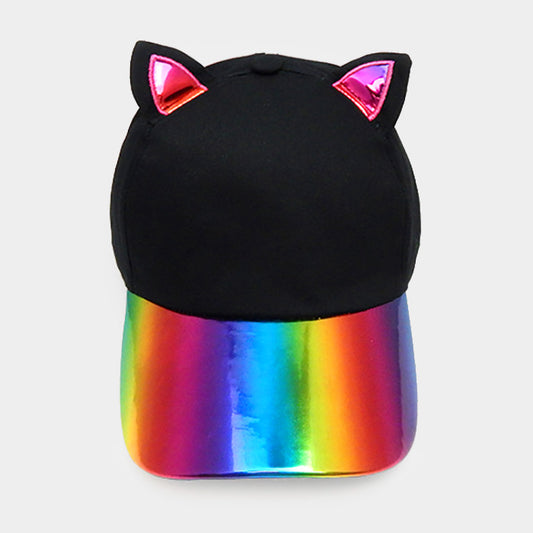 HATEGORY Hologram Brim Cat Ear Baseball Cap