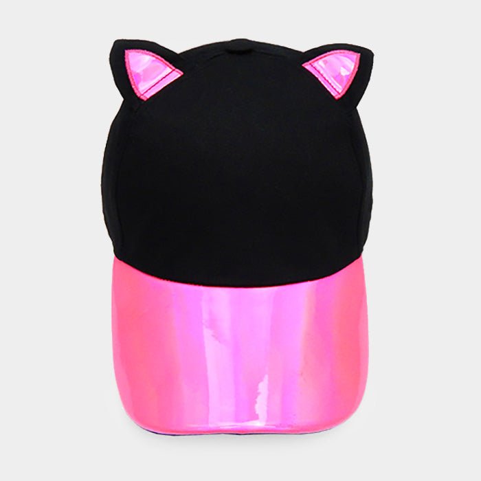 HATEGORY Hologram Brim Cat Ear Baseball Cap