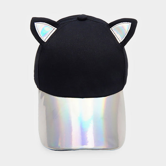 HATEGORY Hologram Brim Cat Ear Baseball Cap